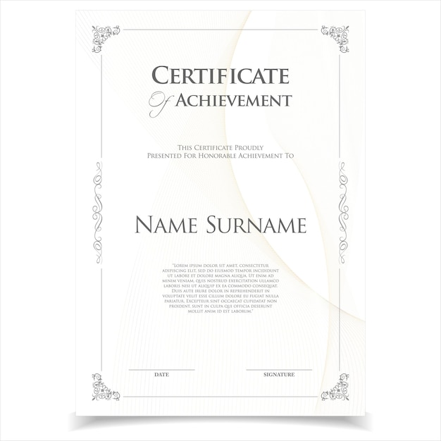 Plantilla de certificado de aptitud elegante