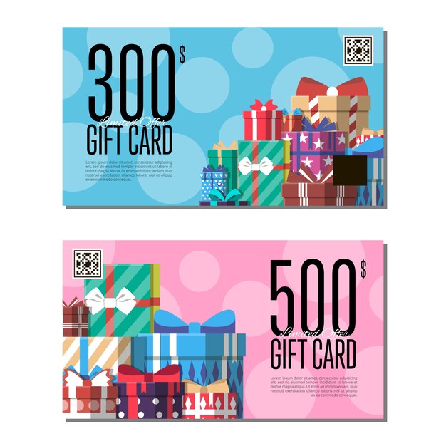 Plantilla de certificado de compras con caja de regalo