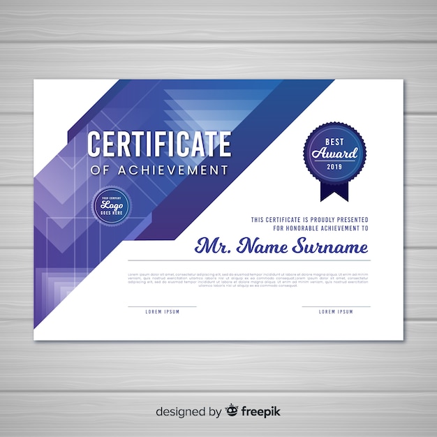 Vector plantilla de certificado decorativo con formas abstractas