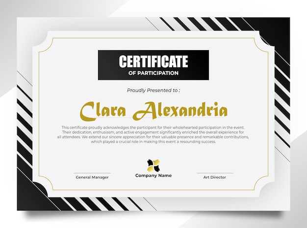 Plantilla de certificado degradado negro elegante y moderno