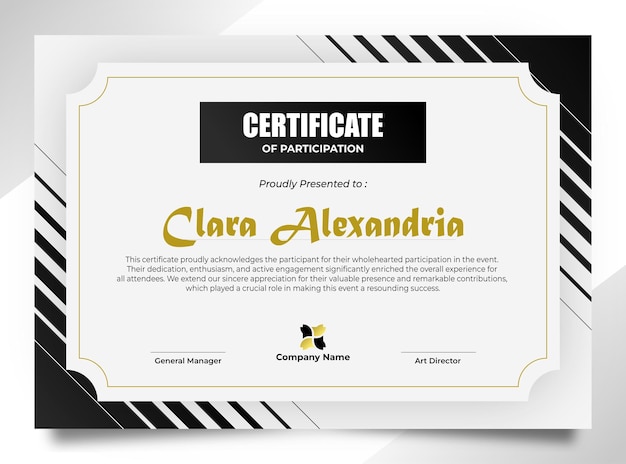 Vector plantilla de certificado degradado negro elegante y moderno