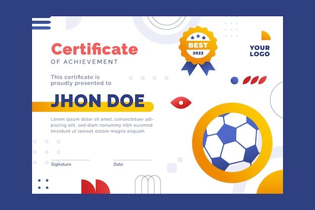 Vector plantilla de certificado de deporte degradado