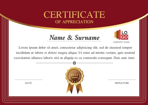 plantilla de certificado diploma diseño éxito premio fondo gráfico garantía diseño vectorial
