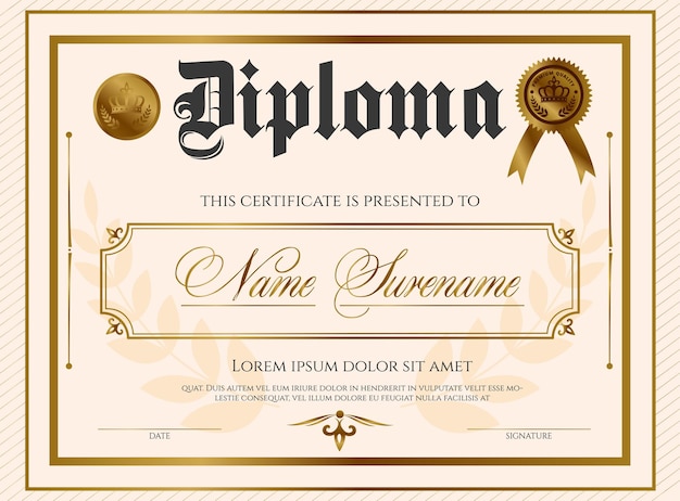 Plantilla de certificado diploma de diseño moderno o certificado de regalo ilustración vectorial