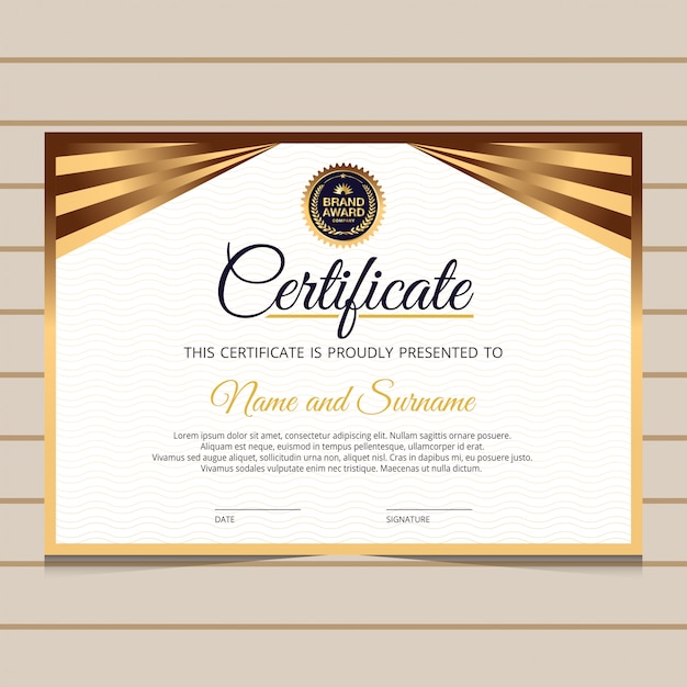 Plantilla de certificado de diploma elegante y dorado