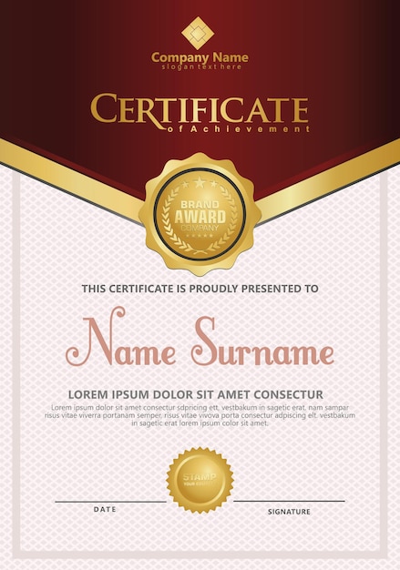 Plantilla de certificado con diploma de fondo de patrón de lujo y textura ilustración vectorial