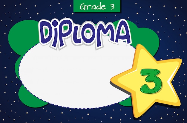 Plantilla de certificado de diploma de grado tres