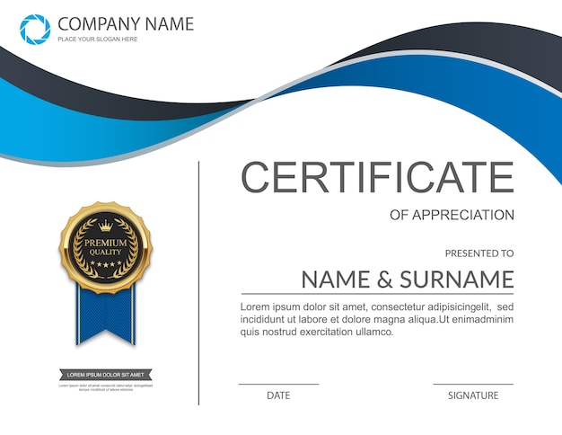 Plantilla de certificado, diploma. Ilustración vectorial