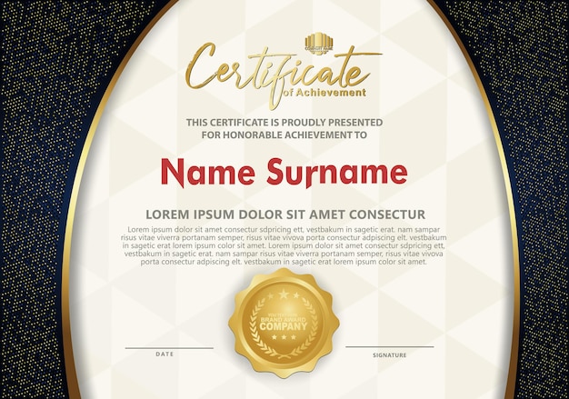 Plantilla de certificado con diploma de patrón de lujo ilustración vectorial