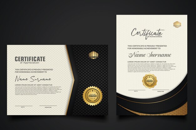 plantilla de certificado con diseño de textura realista de lujo diploma ilustración vectorial