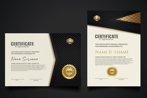 plantilla de certificado con diseño de textura realista de lujo diploma ilustración vectorial