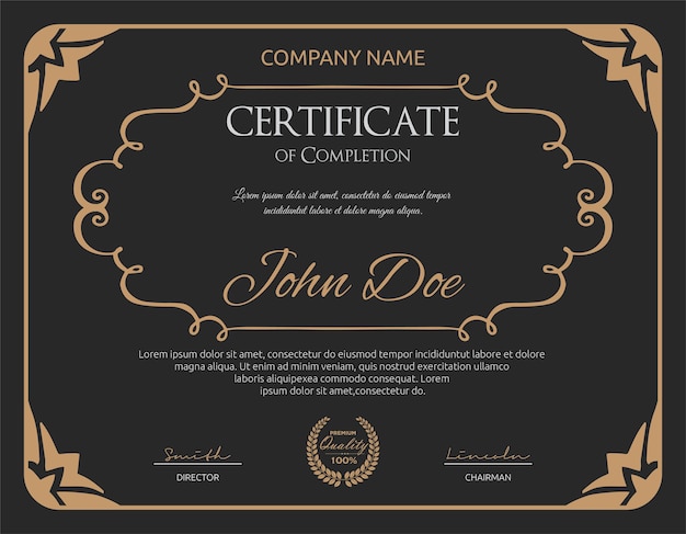 Plantilla de certificado elegante clásica