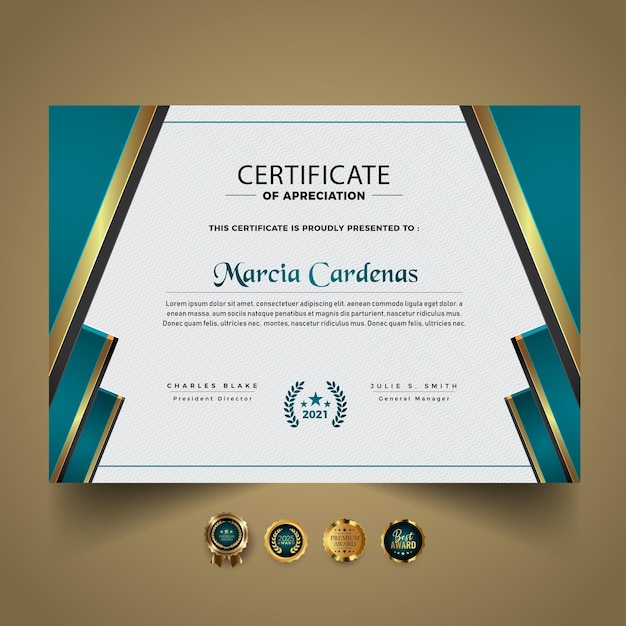 Plantilla de certificado elegante degradado