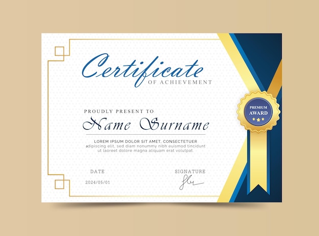 plantilla de certificado elegante de gradiente vectorial