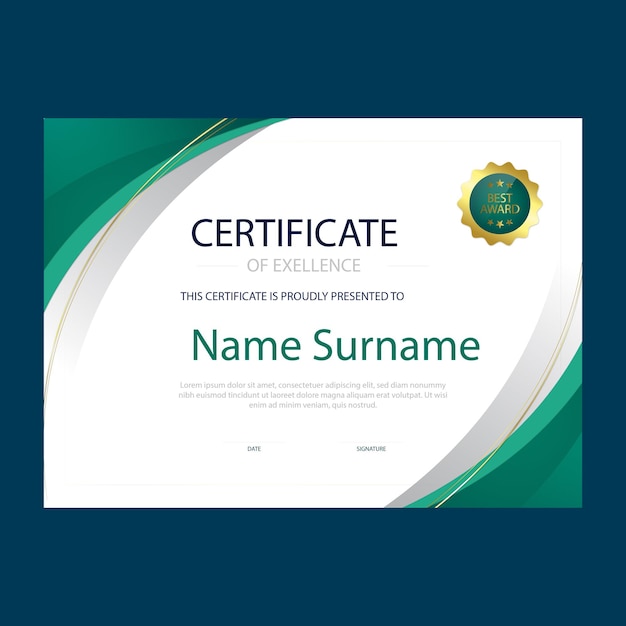plantilla de certificado elegante con gradiente