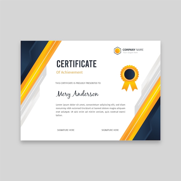 Plantilla de certificado elegante plano