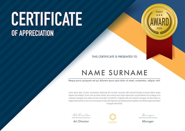 Plantilla de certificado estilo moderno, lujo y diploma, ilustración vectorial.
