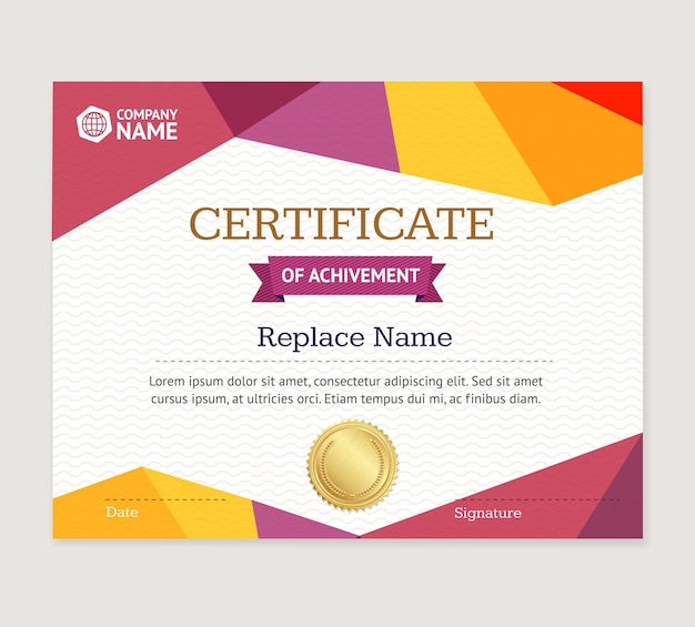 Plantilla de certificado. Estilo moderno.
