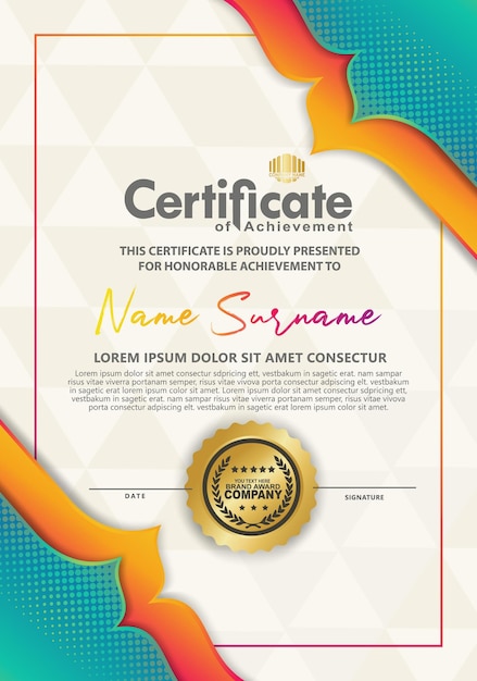 plantilla de certificado con fondo de textura dinámica y futurista