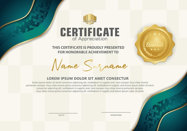 plantilla de certificado con fondo de textura lujosa y elegante