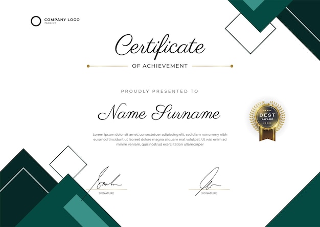 plantilla de certificado con formas planas y ondas fondo horizontal de colores