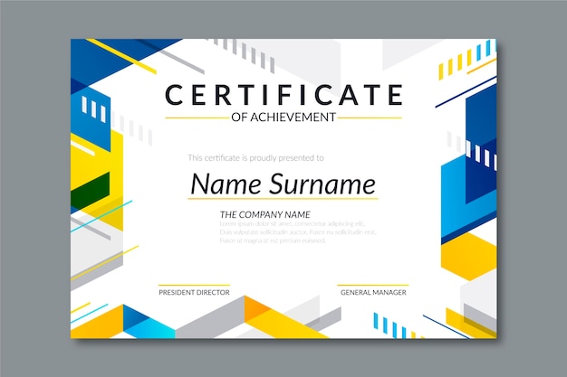 Plantilla de certificado geométrico de estilo abstracto