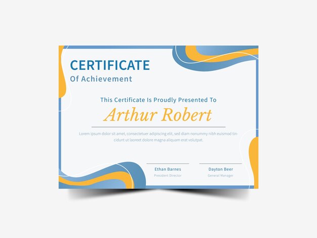 Plantilla de certificado de graduación rosa azul