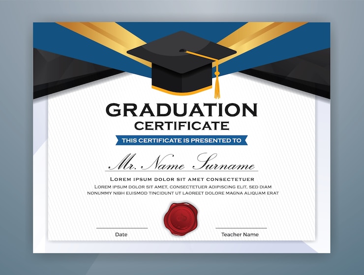 Vector plantilla de certificado de graduación