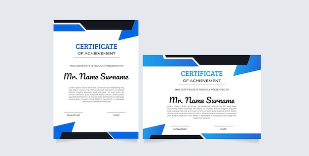plantilla de certificado horizontal y vertical Diseño de plantilla de certificado de empleado moderno