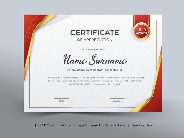 Plantilla de certificado imprimible moderno elegante degradado