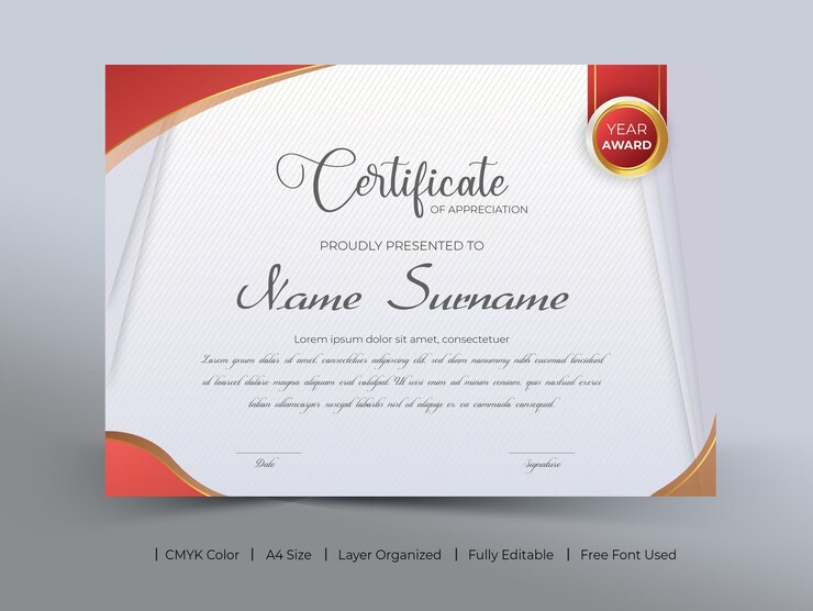 Plantilla de certificado imprimible moderno elegante degradado