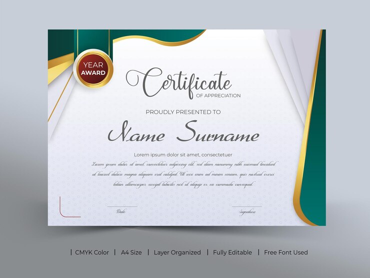 Plantilla de certificado imprimible moderno elegante degradado