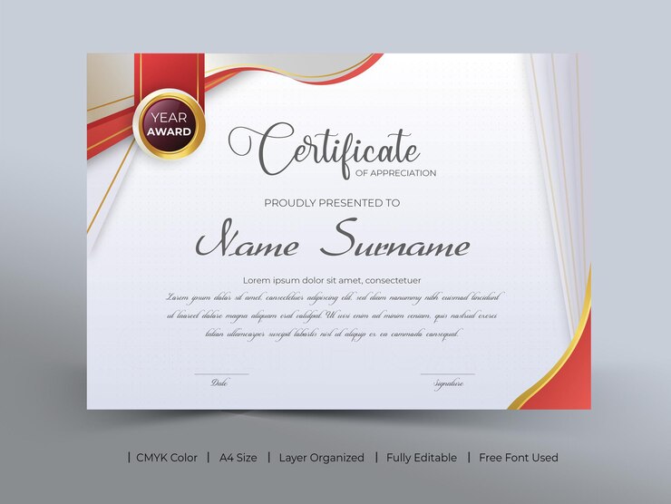 Plantilla de certificado imprimible moderno elegante degradado