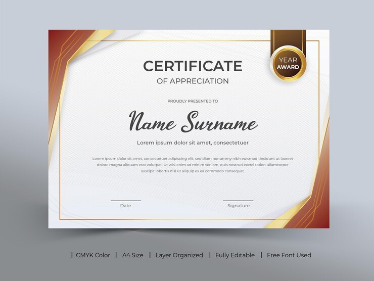 Plantilla de certificado imprimible moderno elegante degradado