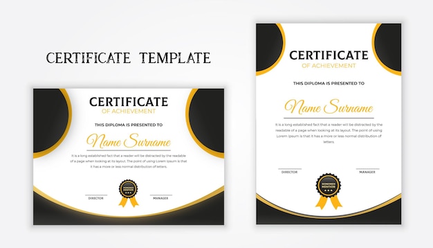 Plantilla de certificado de logro con diseño curvo. diseño de certificado corporativo.