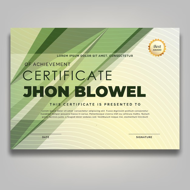 Plantilla de certificado de logro de lujo de moda elegante