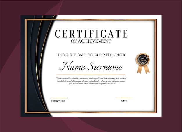 Plantilla de certificado de logro de lujo