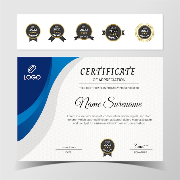 Plantilla de certificado de logro premium