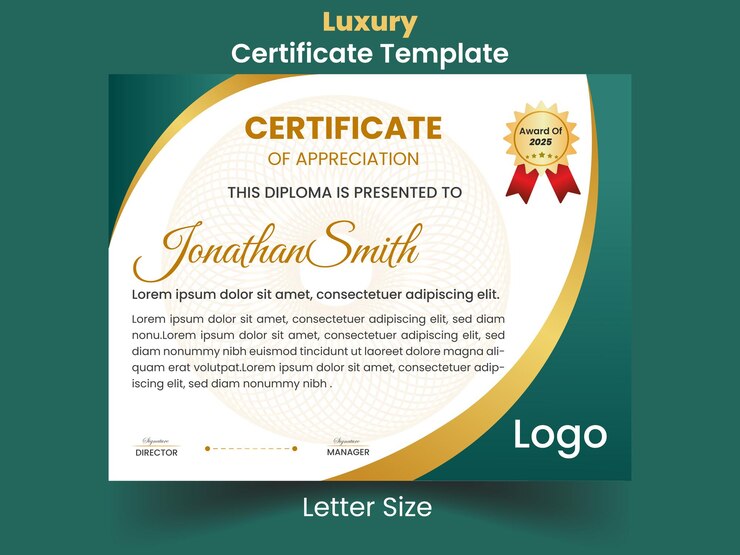 plantilla de certificado de lujo dorado degradado