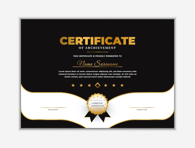plantilla de certificado de lujo dorado gradiente