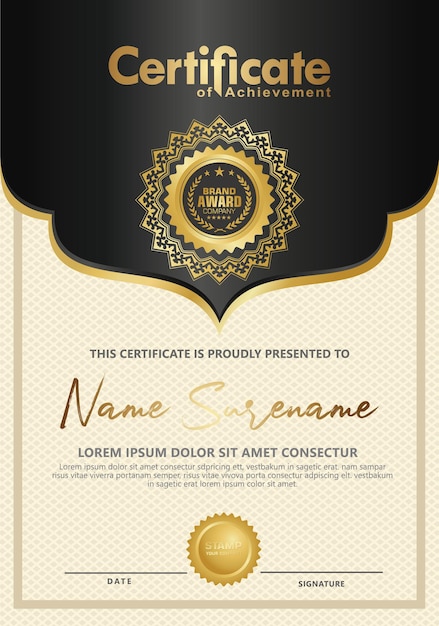 Plantilla de certificado de lujo y elegante ilustración vectorial