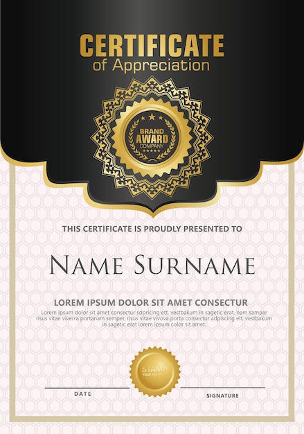 Plantilla de certificado de lujo y elegante ilustración vectorial