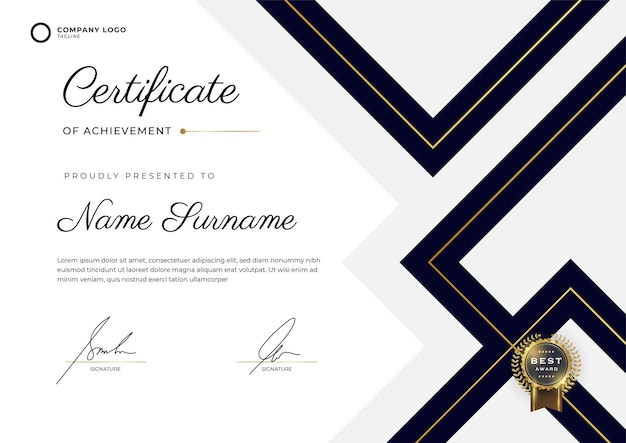 plantilla de certificado de lujo Gradient Golden