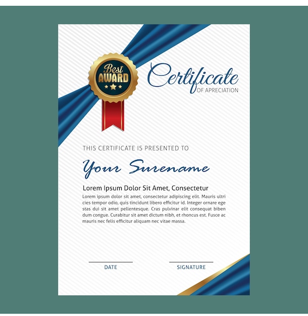 Plantilla de certificado con lujo y patrón moderno.