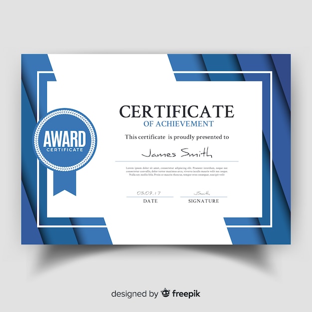 Plantilla de certificado moderno con diseño plano
