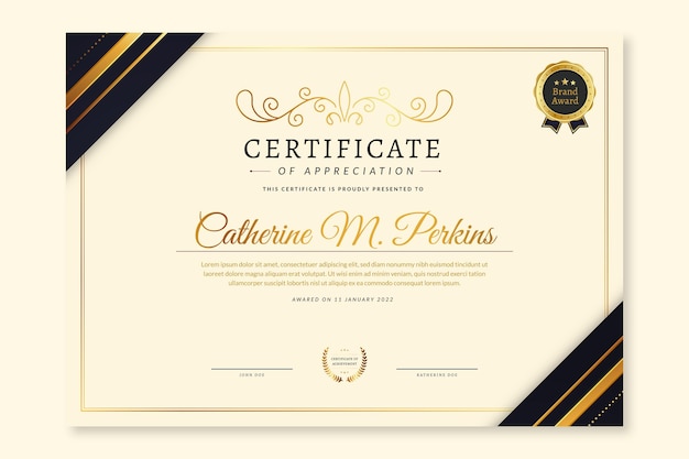 Vector plantilla de certificado moderno elegante degradado