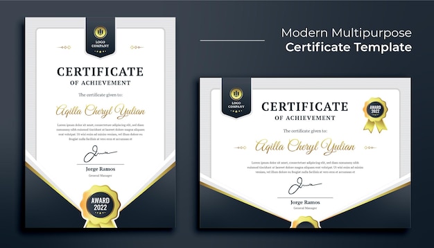 plantilla de certificado moderno de gradiente