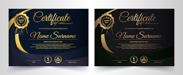 Plantilla de certificado negro premium