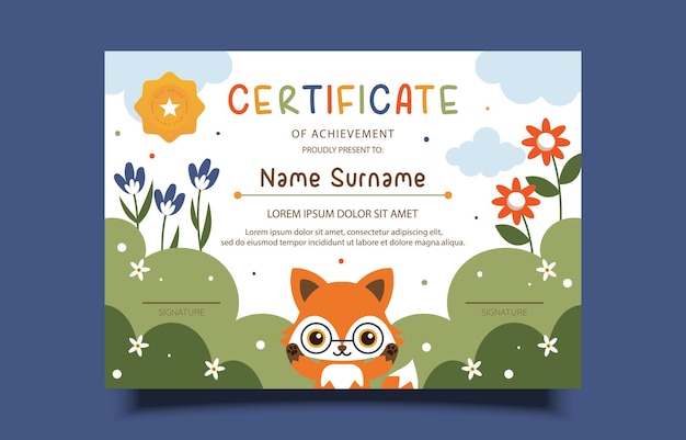 Plantilla de certificado para niños