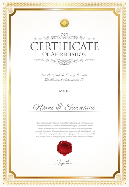 plantilla de certificado o diploma con elementos de caligrafía de diseño decorativo